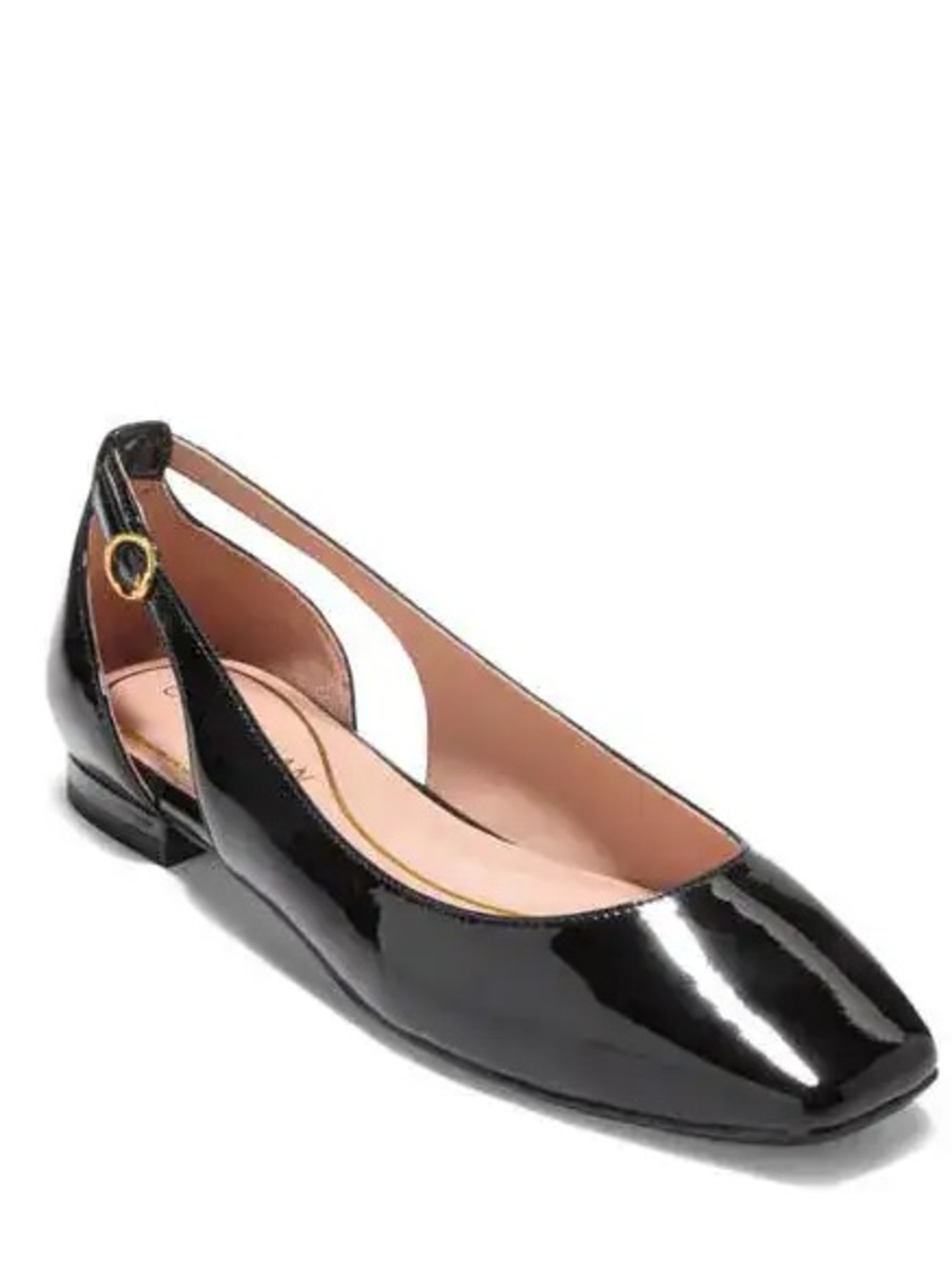 Cole Haan Bria Square Toe Cutout Flat in Black Patent size 10